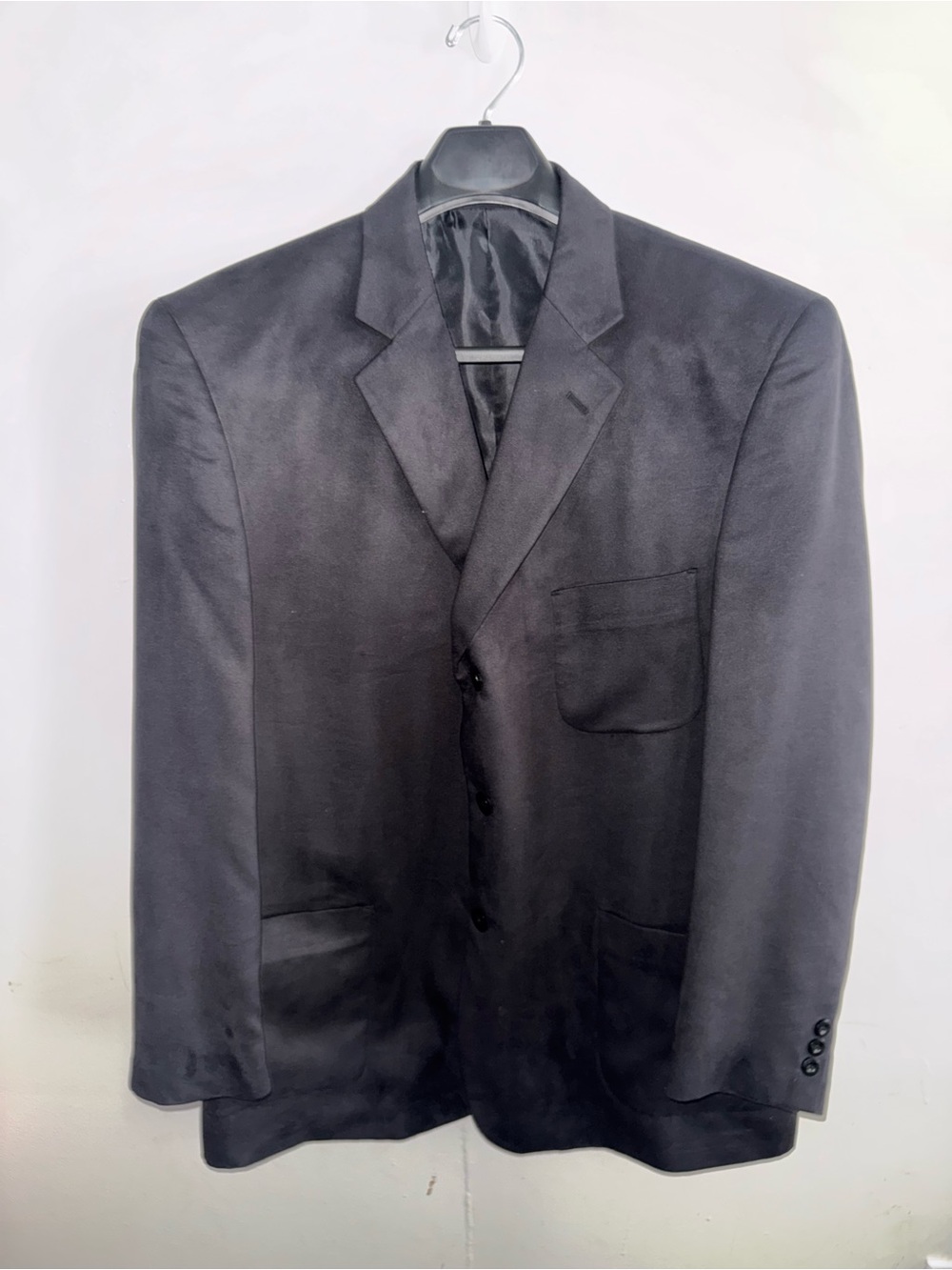 J Ferrar Men's Slim Fit Faux Suede Black Blazer Sport Coat Jacket Sz 46R
